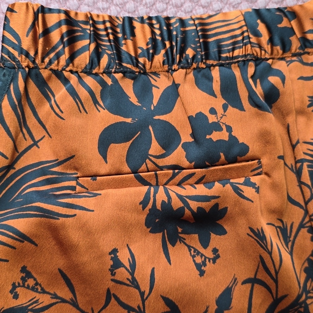 Future Collective Kahlana Barfield Brown Floral Black & Orange Women's Shorts - Picture 10 of 13